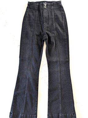 Veronica Beard Carson High Rise Ankle Flare Jeans Washed Onyx Black Women 27 NWT